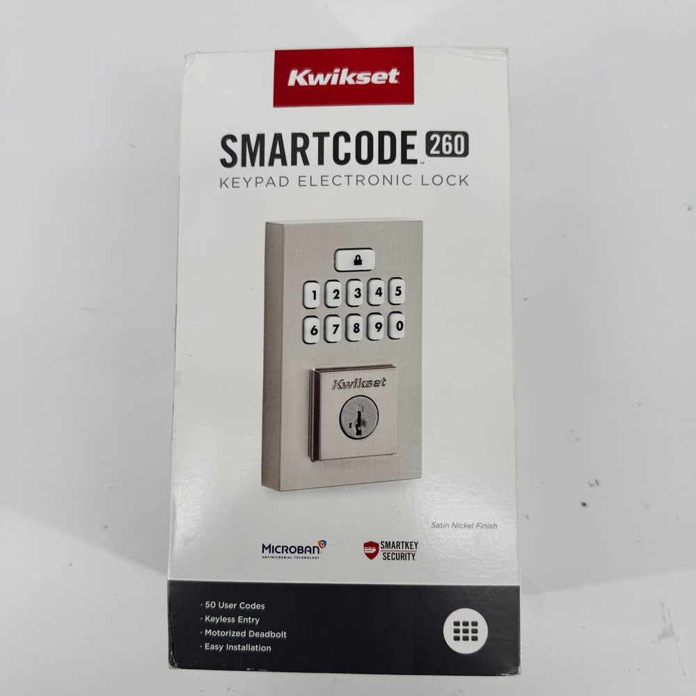 Kwikset SmartCode 260 Keypad Electronic Deadbolt Satin Nickel New Smart Lock